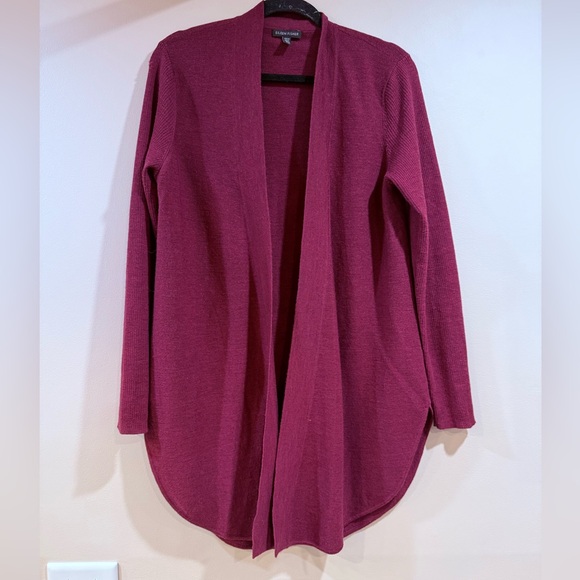 Eileen Fisher Sweaters - 🔥Eileen Fisher Open-Front Burgundy Cardigan Sweater Women’s Size M EC🔥
